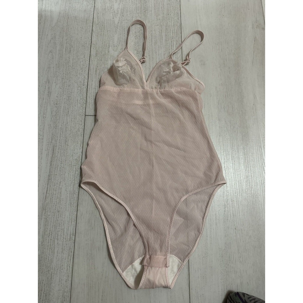 Vintage INTIMAGE Bodysuit Teddy‎ Sz 32 Small 1960s 1970s Pink Mesh